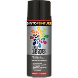 Aérosol teintes classiques 400ml noir brillant Sinto Noir brillant ral 9005