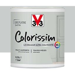 V33 - Peinture Multi-supports Colorissim Satin Gris Platine 0,5 l - Gris Platine