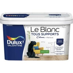 Peinture Le Blanc Tous Supports Crème de Peinture Dulux Valentine Satin Blanc 2,5 l - Blanc