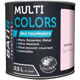 Batir Peintures - Peinture Batir Multi-Supports Satin Soyeux 0,5 l rose trémi