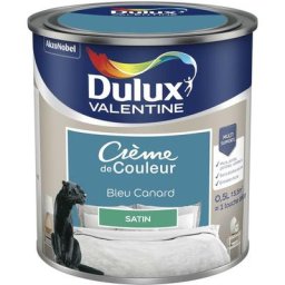 Dulux Valentine - Peinture Crème De Couleur Satin Bleu Canard 0,5 l Bleu Canard