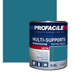 Peinture intérieure multi-supports Profacile Bleu Paon 0.5 litre - Bleu Paon