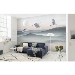 Komar - Papier peint panoramique intissée de Mystic Cranes - Taille: 400 x 280 cm - bleu, blanc,