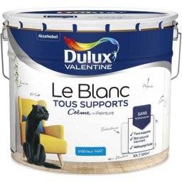 Peinture Le Blanc Tous Supports Crème de Peinture Dulux Valentine Mat Blanc 10 l - Blanc
