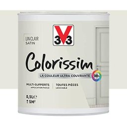 V33 - Peinture Multi-supports Colorissim Satin Lin clair 0,5 l - Lin clair