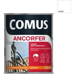 Ancorfer brillant 0,75L Blanc - Peinture-laque antirouille pour métaux et autres supports Comus