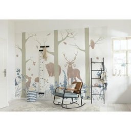 Papier peint panoramique intissée de Komar - Forest Animals - Taille: 400 x 280 cm - bleu, blanc,
