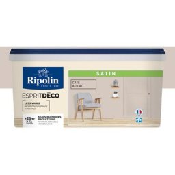 Peinture Murale Toutes Pièces - Satin - 2,5L - Café au Lait - Ripolin - Café au Lait