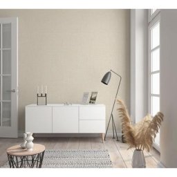 Papier peint uni beige creme structure 10.05 x 0.53 m - Beige Crème