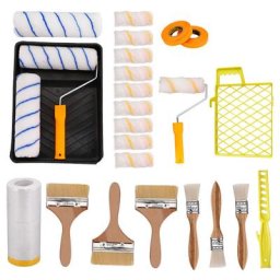Kit Rouleau a Peinture 9 Inch et 4 Inch 25 Pcs Avec Bac a Peinture et Pinceau Pour Peinture Murs et