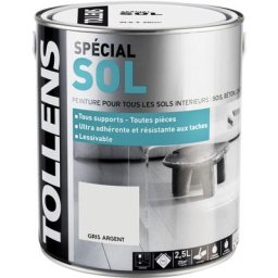 Peinture Spéciale Sol - Satin - Toutes pièces - Tous Supports - Lessivable - Gris Argent - 2,5L =