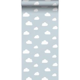 Papier peint petits nuages - 50 x 900 cm de Estahome bleu ciel bébé