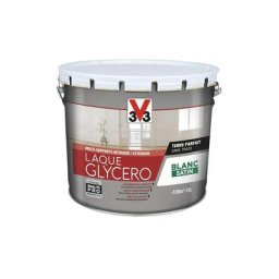 V33 - Laque Glycéro Multi-supports Blanc Satin 10 l - Blanc