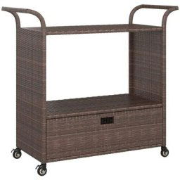 Vidaxl - Chariot de bar avec tiroir Marron 100x45x97 cm Résine tressée Marron