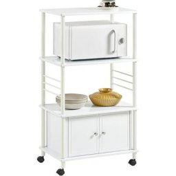 Sobuy - Meuble rangement cuisine roulant en bois, Chariot de cuisine de service micro-ondes -Blanc