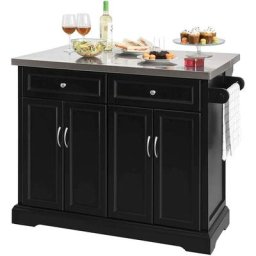 Sobuy - FKW71-SCH Desserte sur roulettes Meuble de Cuisine de Service Roulant en Bois avec Plans de