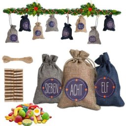 Calendrier de l'Avent pour Le Remplissage Sac en Jute Sac Cadeau de Noël Kit d'artisanat de