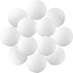 12x Lanterne Papier 30 cm Blanc - Suspension Boule Papier 30 cm (12'') type Lanterne Japonaise pour