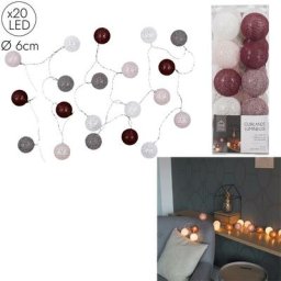 Guirlande Boule Rouge Rose 20 Led D6cm 3m72 - blanc bordeau rose