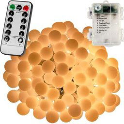 Guirlande lumineuse boules led, plusieurs couleurs et dimensions disponibles, à piles, télécommande