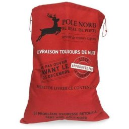 La Boutique De Noel - Lot de 4 hottes du Père Noël effet toile de jute rouge