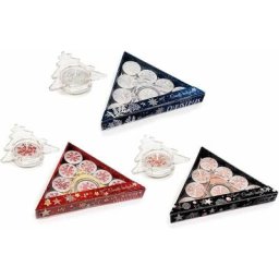 Bougies de Noël, Lot de 8 Bougies Motif Flocon de Neige Scintillant Argent avec Support Sapin en