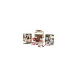 Décoration Noël en bois, Lot de 30 suspensions décoratives beiges, grises et rouges.