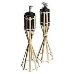 Torche avec rA servoir en mA tal et torches de table en bambou de 35 cm