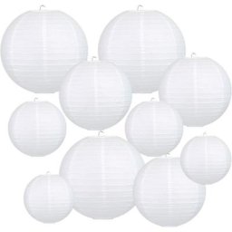 10pcs Lampion Papier Blanc Lanterne Papier Boule pour Decoration Mariage, Maison, Noël, Fête - 6 8
