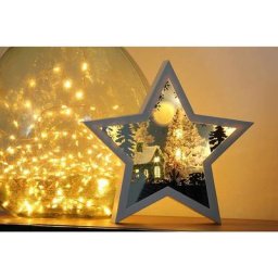 Paysage de Noël dans Cadre en forme d'étoile , scène hivernale dans Cadre Lumineux Motifs petite