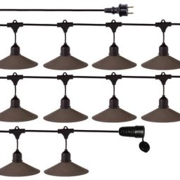 Guirlande de jardin extensible Chateau avec 10 abat-jours en métal couleur bronze de 7 mètres