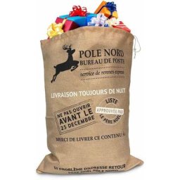 La Boutique De Noel - Hotte du Père Noël effet toile de jute rouge - rouge