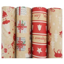 Papier cadeau 24 rouleaux 50 x 70 cm Rouleau cadeau papier de Noël Motif bronzant Noël 24 rouleaux