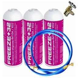 3 bouteilles de liquide de refroidissement à gaz écologique Organique +32 350gr + Valve + tuyau de