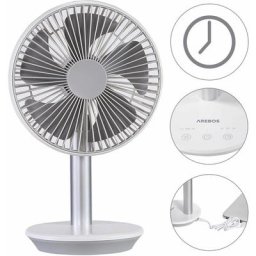 Ventilateur de table usb avec minuterie batterie rechargeable 2500 mAh inclinable à 45° câble usb
