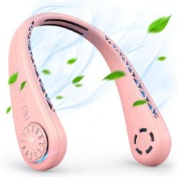 Ventilateur de Cou Sans Feuilles Portable usb Rechargeable 3600 mAh Batterie 3 Vitesses pour la