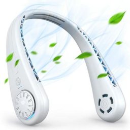 Ventilateur de Cou Sans Feuilles Portable usb Rechargeable 3600 mAh Batterie 3 Vitesses pour la