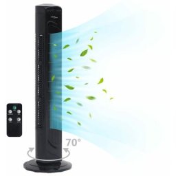 45 W Ventilateur Tour avec Télécommande et Minuterie Salon Noir