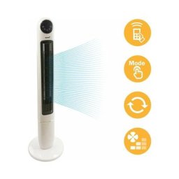Maxxhome - Ventilateur colonne oscillant FT-120 50W 3 vitesses H123cm D1230cm Blanc-Noir