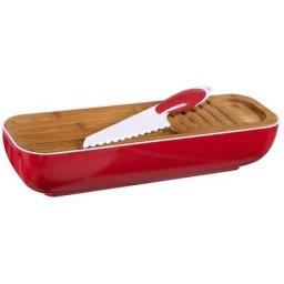 Corbeille à pain 3 en 1 avec couteau - Rouge