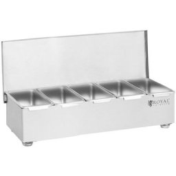 Boîte à condiments acier inoxydable 5 x 450 ml - Argenté