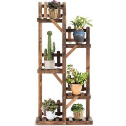 Tagère à Fleurs en Bois à 5 Niveaux, Support de Pots avec Grande Capacité pour Décoration,