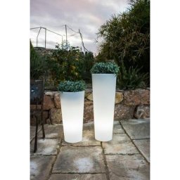 Pot lumineux haut 80 lumière blanche froide par câble ø29x79cm - Blanc - Moovere