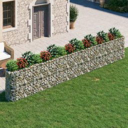 Jardinière Bac a Fleur | Lit surélevé à gabion Fer galvanisé 610x50x100 cm 38376 - Argent