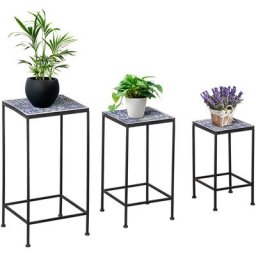 Support pots de fleurs 3 pièces - lot de 3 étagères à fleurs - portes plantes empilables - métal