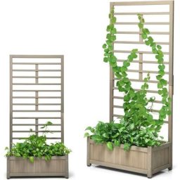 Relax4life - Jardinière en Treillis avec Base Détachable en Bois, Jardinière sur Pieds avec Grand