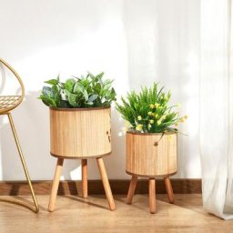 Paco Home - Pot De Fleurs Cache-Pot Grand Bac Intérieur Pot De Plantes Lot Osier Tressé Bois