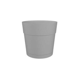 Pot a fleurs et plantes rond capri large - Plastique - Réservoir d'eau - diametre 40 cm - Gris