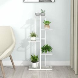 Support pour plantes | Étagère à plantes 5 niveaux 43x22x98 cm Blanc Métal 70787 - Blanc