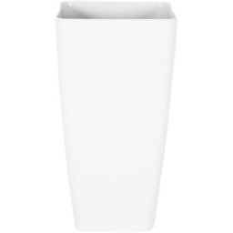 Haut Cache-Pot Blanc Carré 40 x 40 x 76 cm Pot de Fleurs Robuste en Fibre d'Argile au Design
